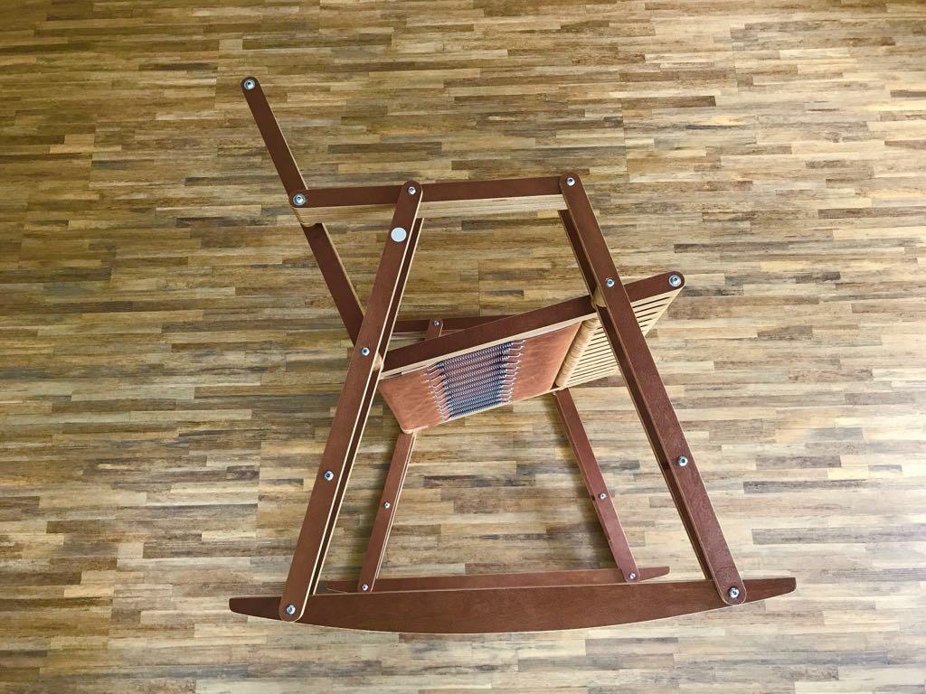 Flexus plywood rocking chair. One of a kind. Leather and wood.