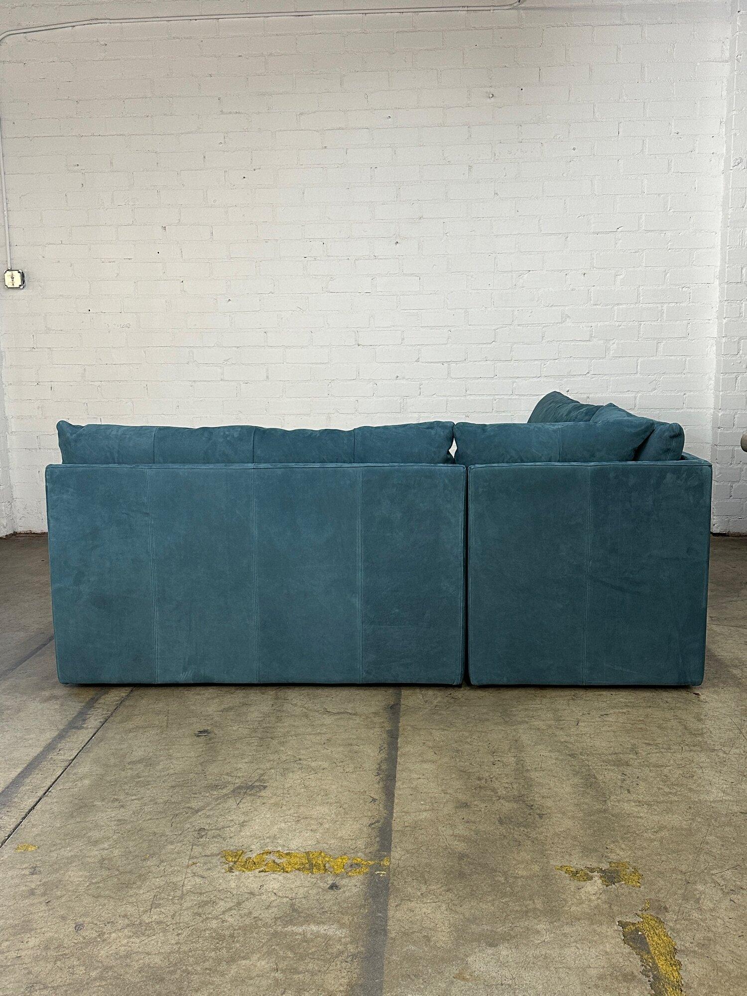 Contemporary Leather Banquette in Deep Teal For Sale 2