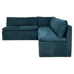 Contemporary Leather Banquette in Deep Teal