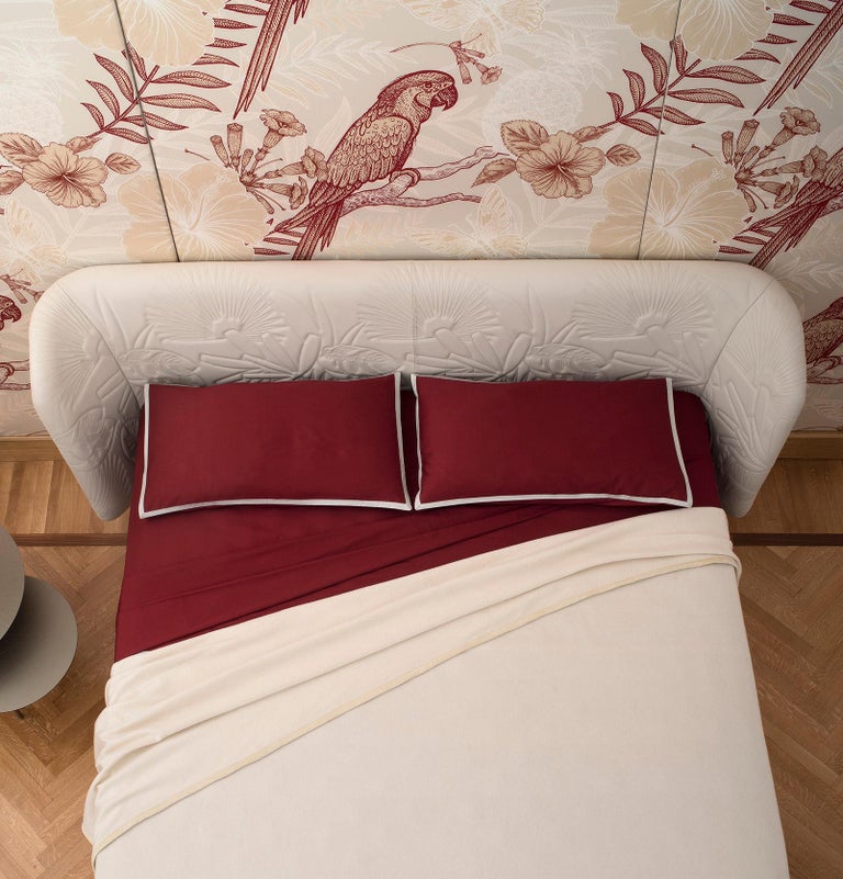 Contemporary Leather Bed, Handmade in Italy, Customizable For Sale at 1stDibs