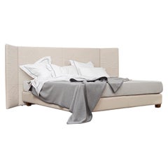 "Beating of Wings" Contemporary Leather Bed, Handmade in Italy, Customizable