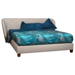 "Jungle Dreams" Contemporary Leather Bed, Handmade in Italy, Customizable