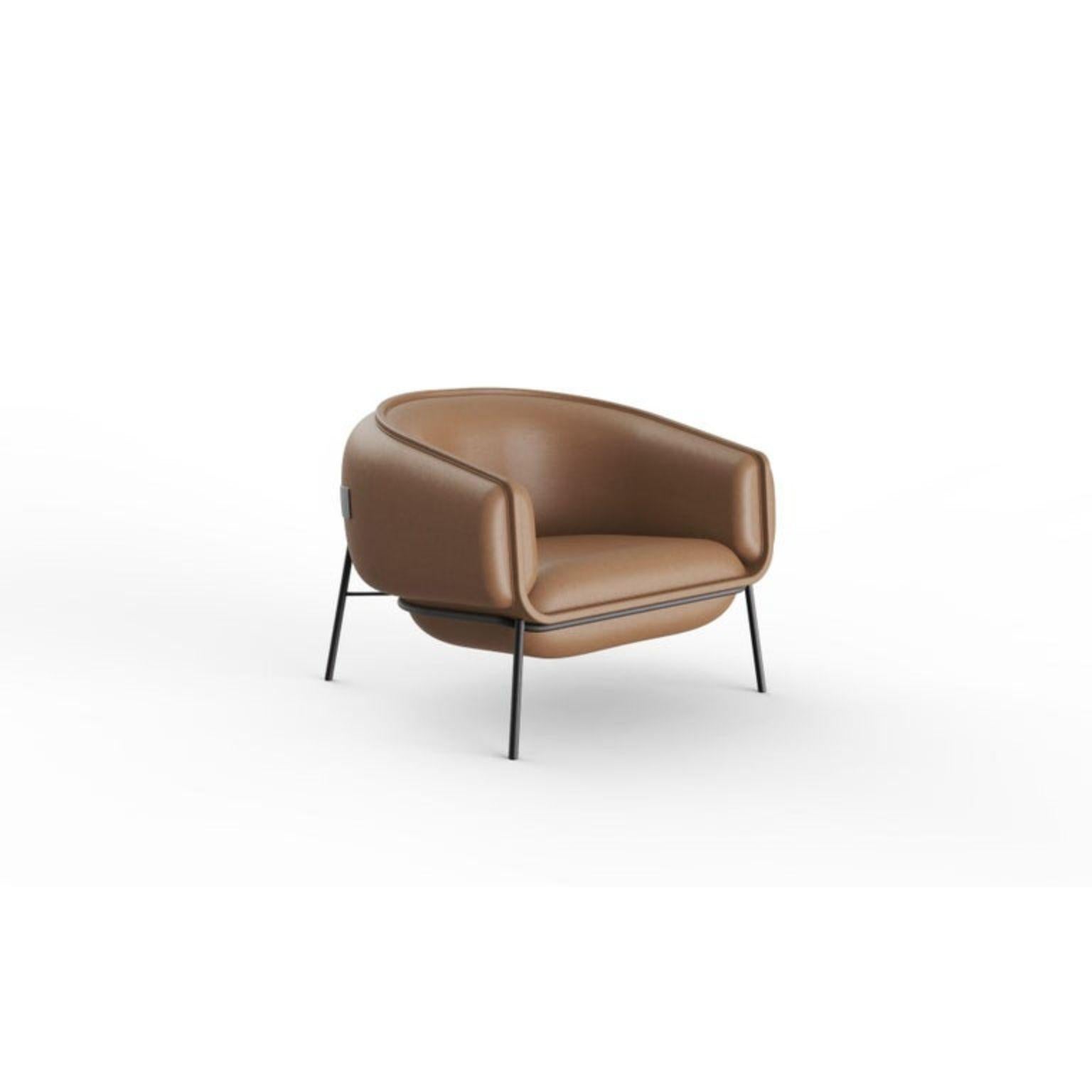 Contemporary Leather Blop Armchair 
Dimensions: D 78 x W 80 x H 75 cm
Seat height : 44 cm
Materials : top: fabric or leather
 feet: lacquer metal - choose from metal samples




