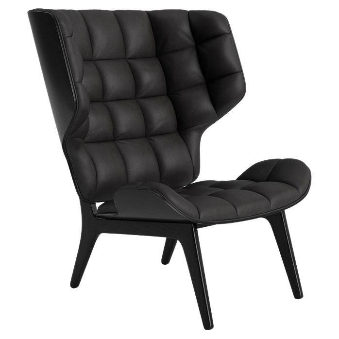 Contemporary Leather Chair 'Mammoth' by Norr11, Black Oak, Anthranzite For Sale