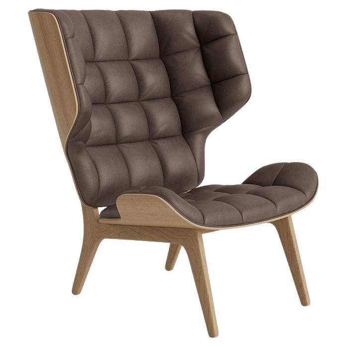 Contemporary Leather Chair 'Mammoth' by Norr11, Natural Oak For Sale