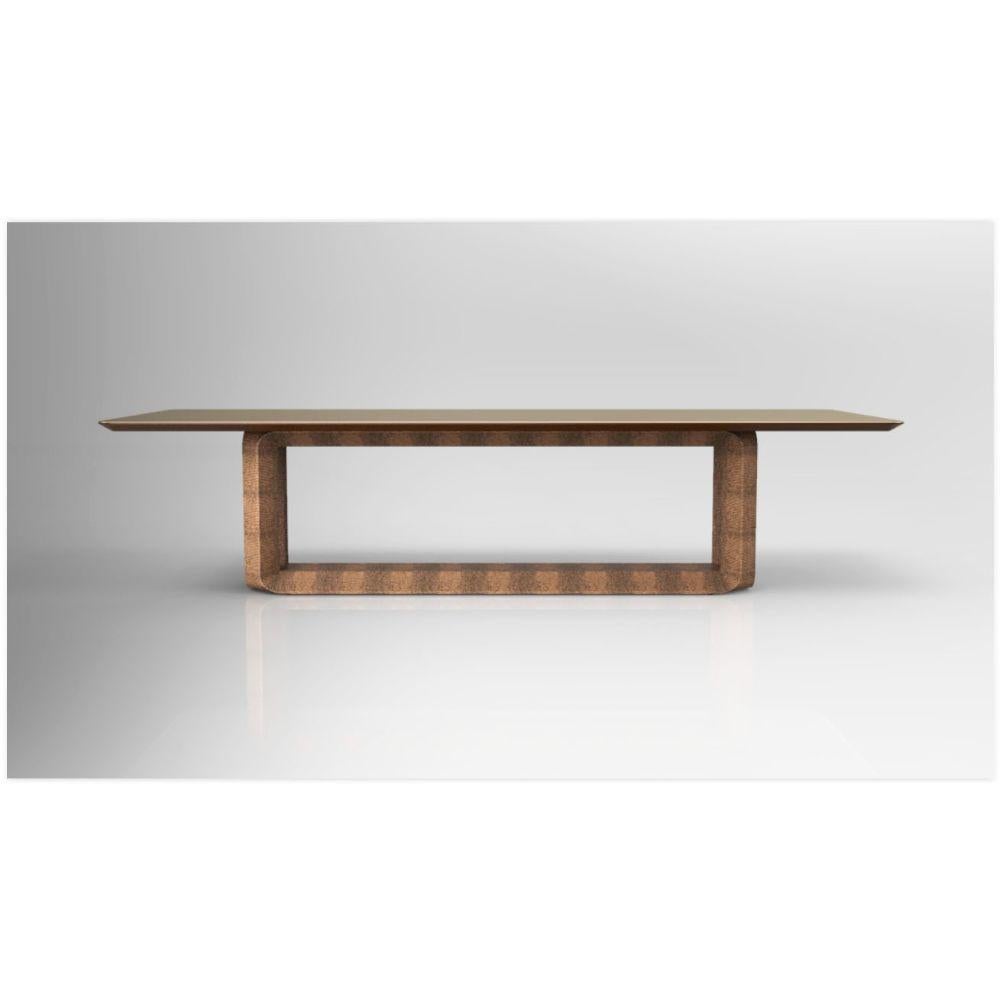 Brazilian Contemporary, Leather Coated Base, Rectangular, Feather Dining Table For Sale