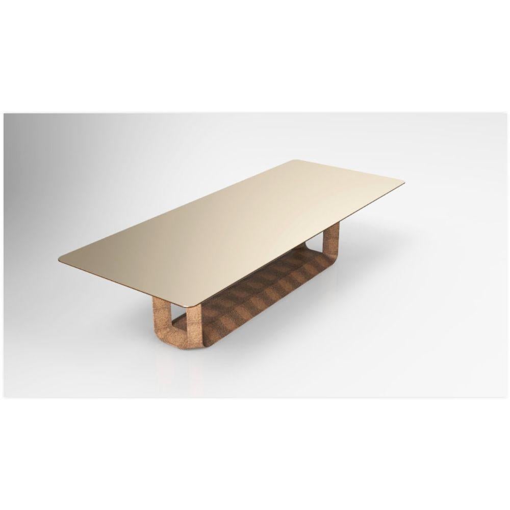 Contemporary, Leather Coated Base, Rectangular, Feather Dining Table In New Condition For Sale In Miami, FL