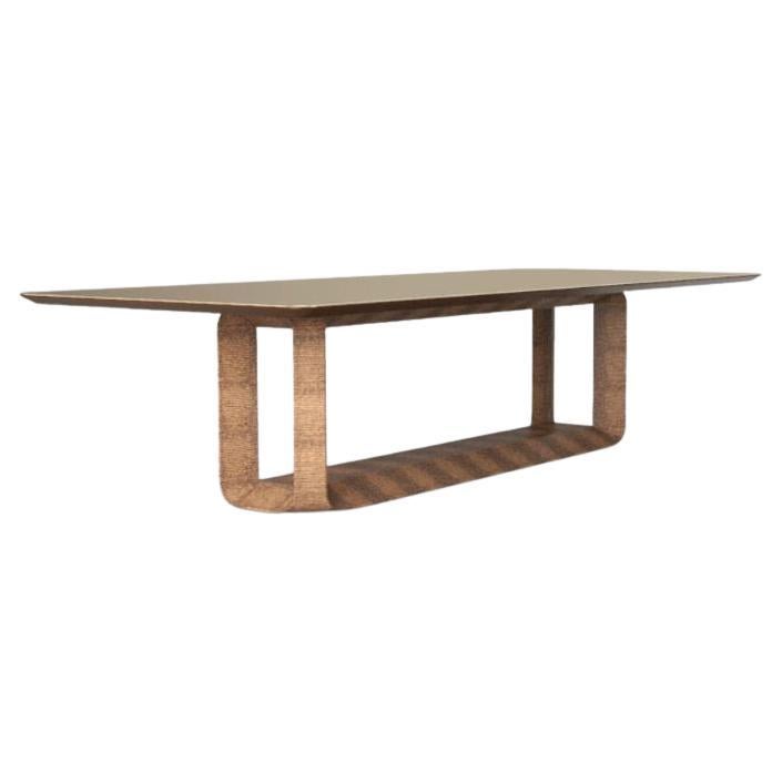 Contemporary, Leather Coated Base, Rectangular, Feather Dining Table For Sale