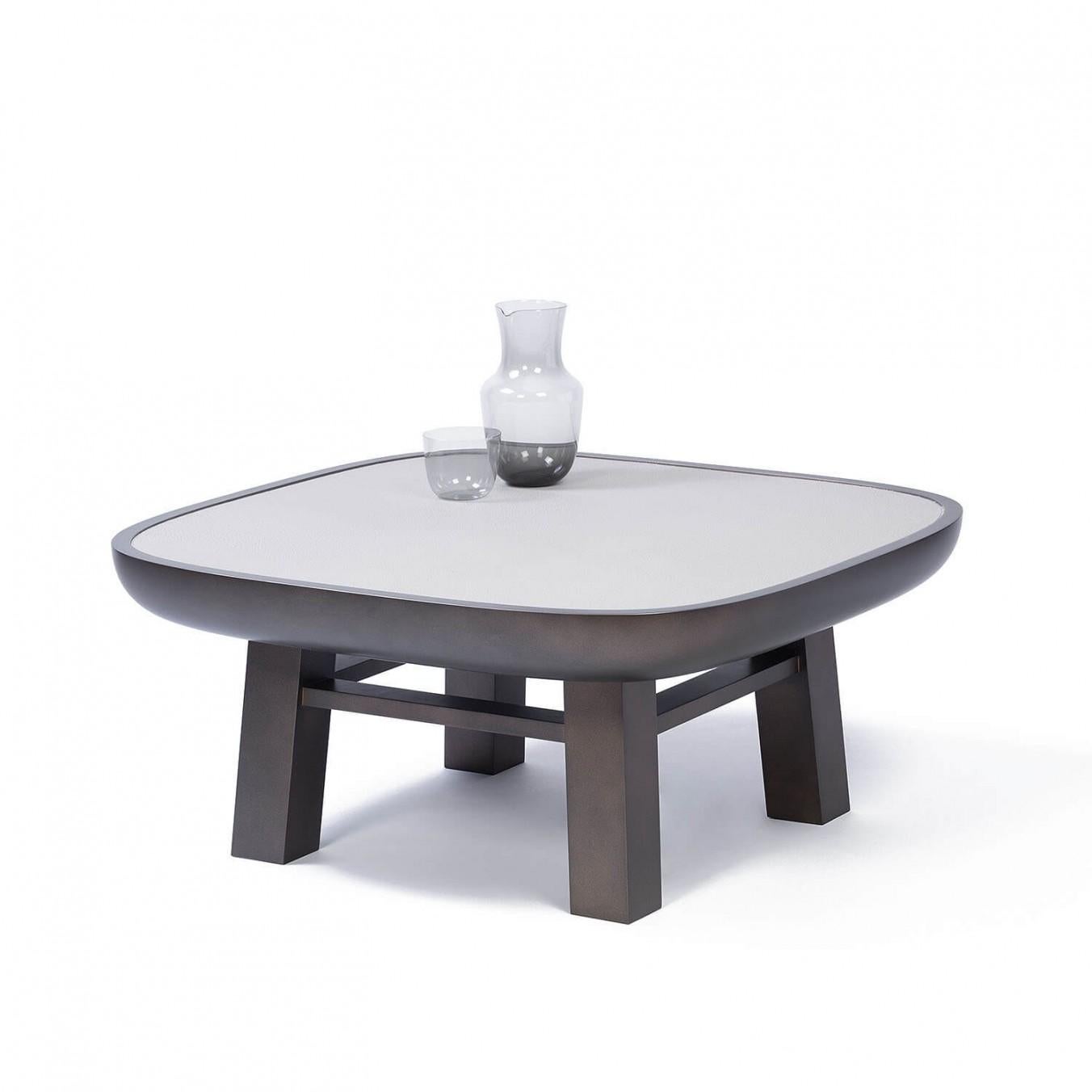 Modern Contemporary Leather Coffee Table, Olympia, Stephane Parmentier for Giobagnara For Sale