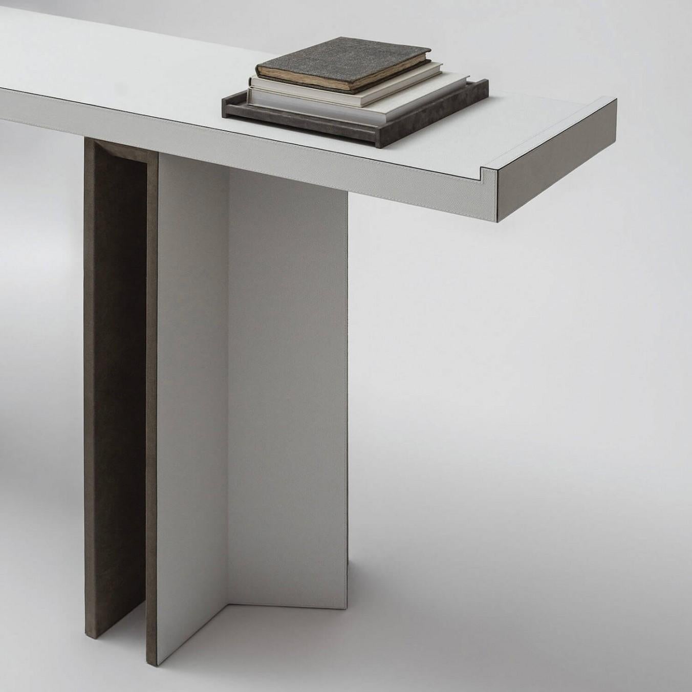 Modern Contemporary Leather Console, Bivio by Stephane Parmentier for Giobagnara For Sale