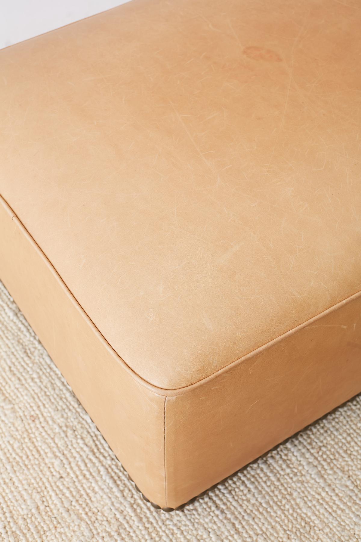 Contemporary Leather Covered Ottoman or Bench 3