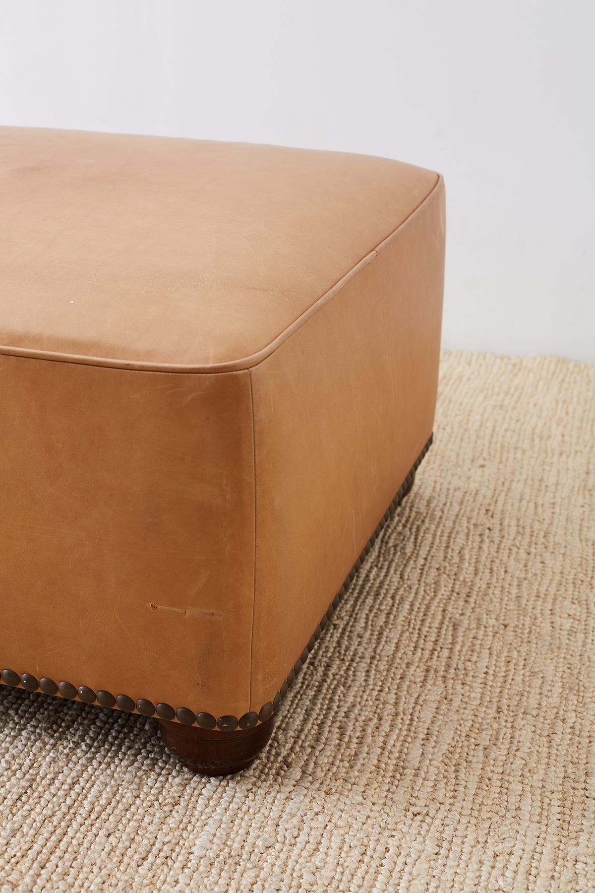 Contemporary Leather Covered Ottoman or Bench 5