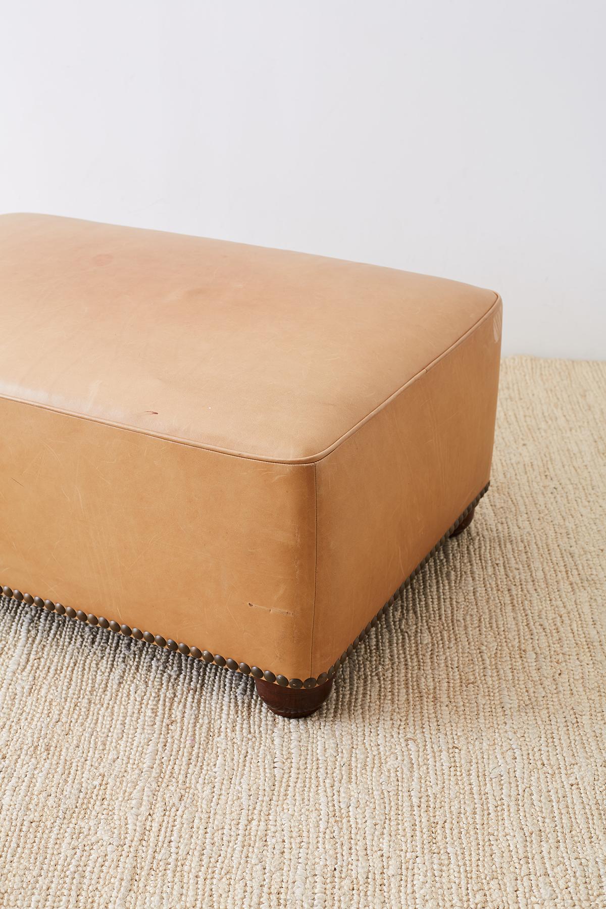 Contemporary Leather Covered Ottoman or Bench In Good Condition In Rio Vista, CA