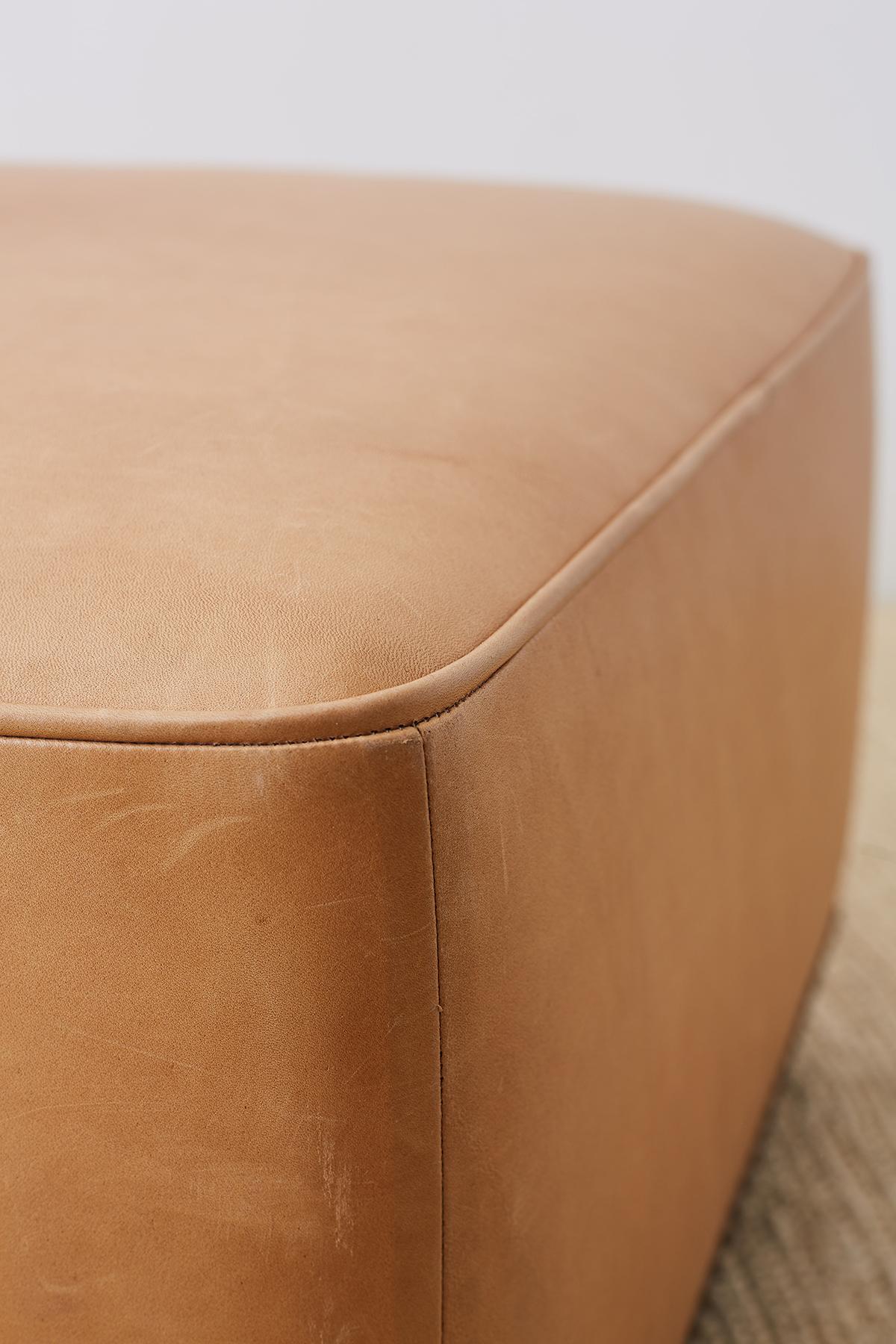 20th Century Contemporary Leather Covered Ottoman or Bench