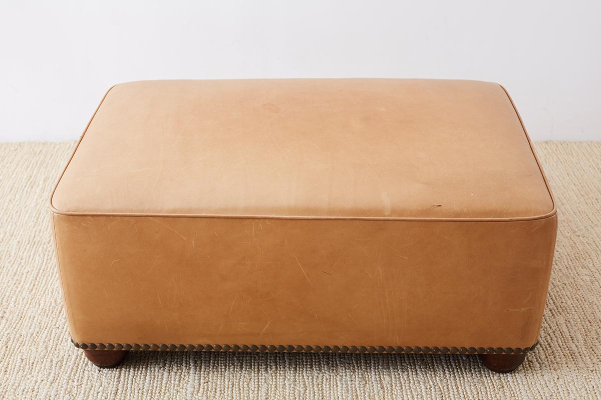 Contemporary Leather Covered Ottoman or Bench 1