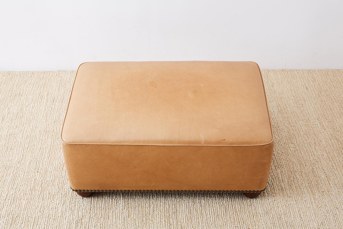 Contemporary Leather Covered Ottoman or Bench 2