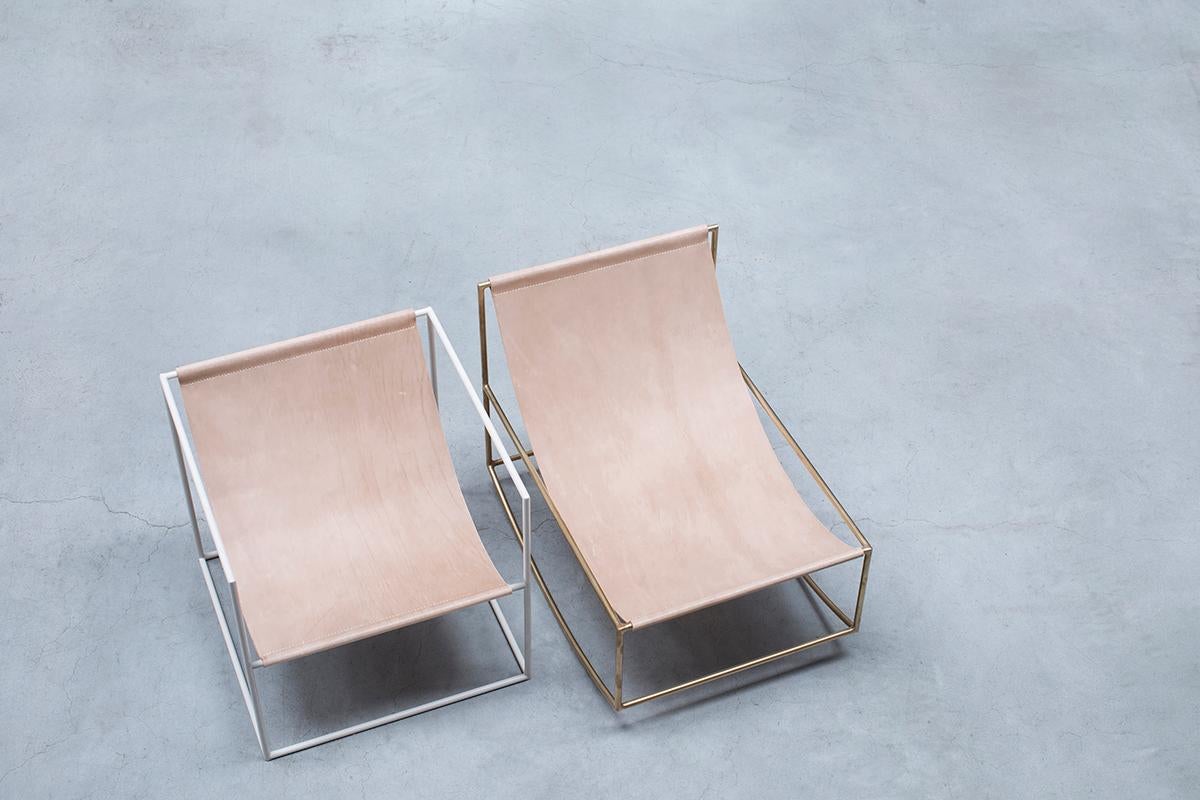 Contemporary Leather Lounge Chair 'Solo Seat' von Muller Van Severen, weißes Gestell im Angebot 5