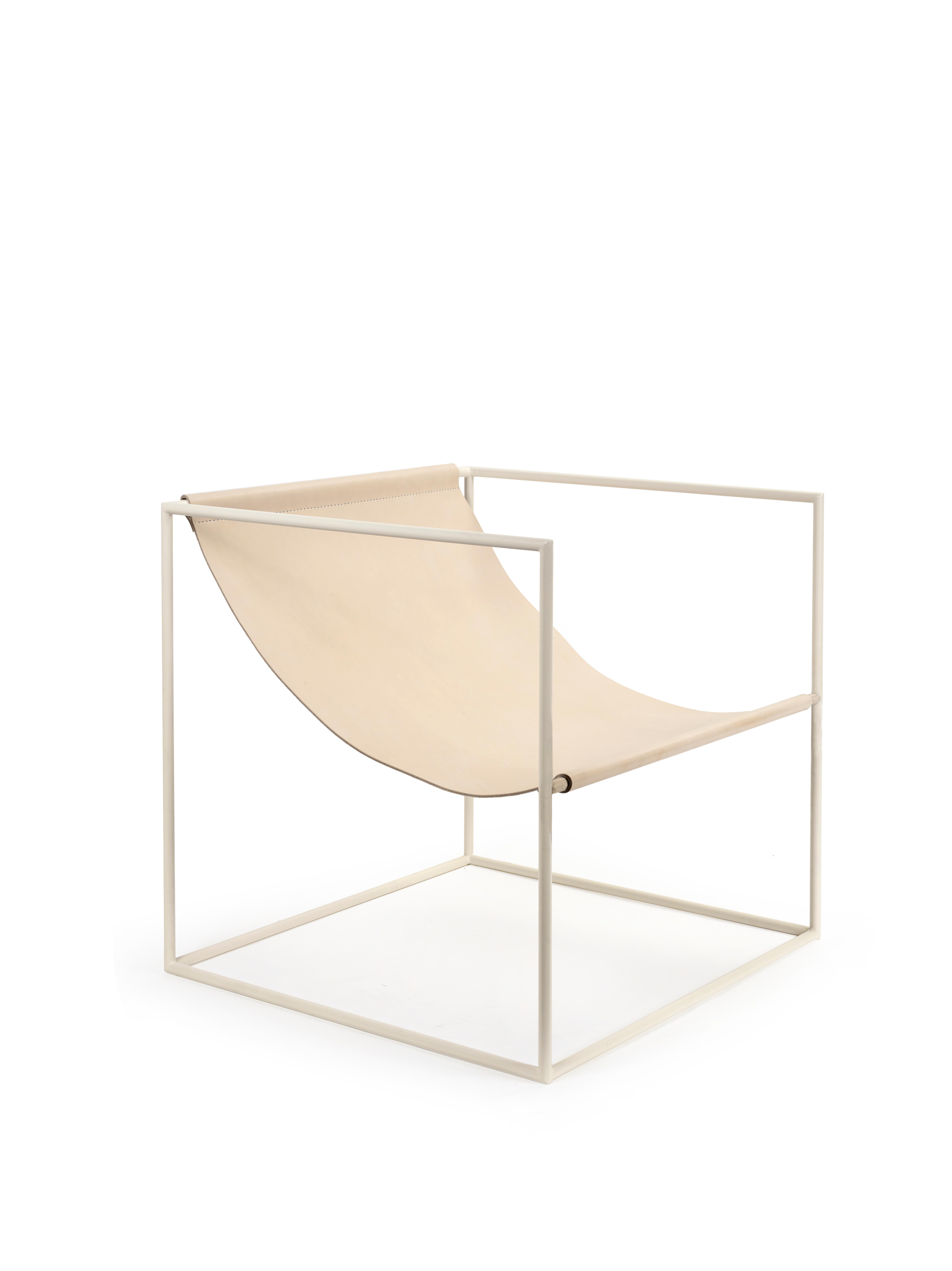 Contemporary Leather Lounge Chair 'Solo Seat' von Muller Van Severen, weißes Gestell im Angebot 11