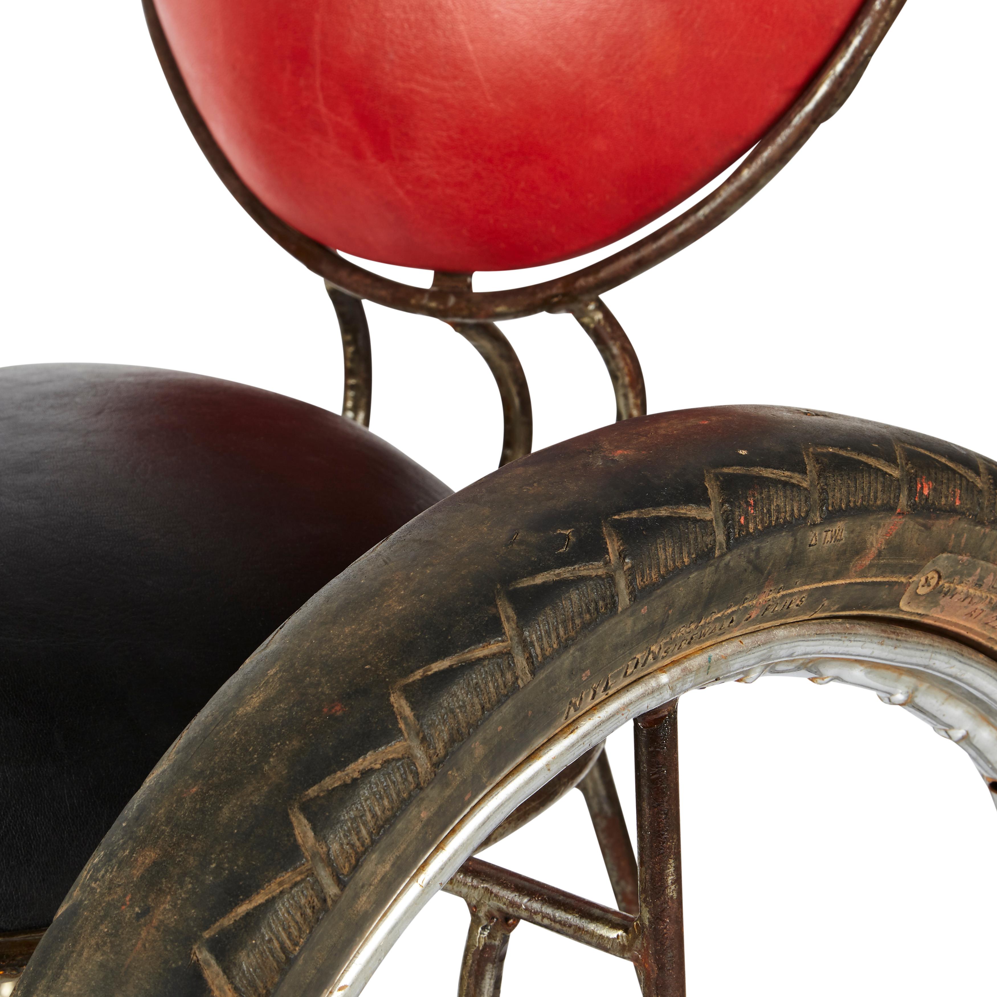 Burkinabe Contemporary Leather, Metal 'Wheelchair' Chair For Sale