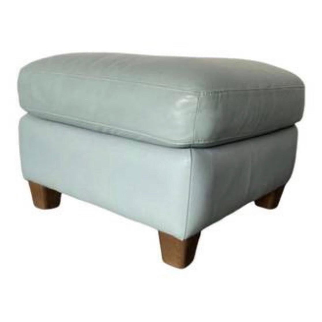 Contemporary Leather Ottoman in Seafoam Green