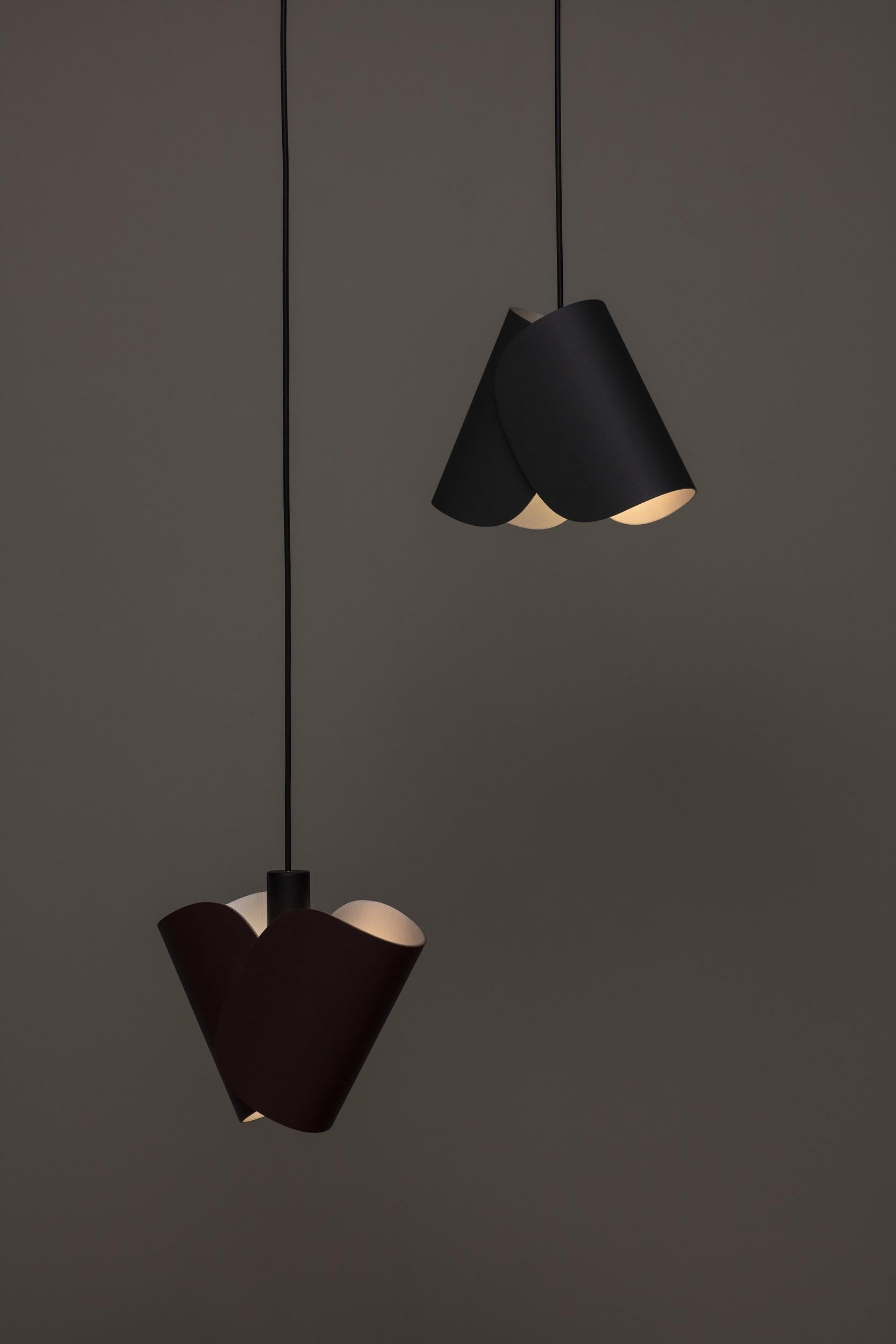 Contemporary Leather Pendant Lamp 'Flip' by Sebastian Herkner x AGO, Brown  For Sale 4