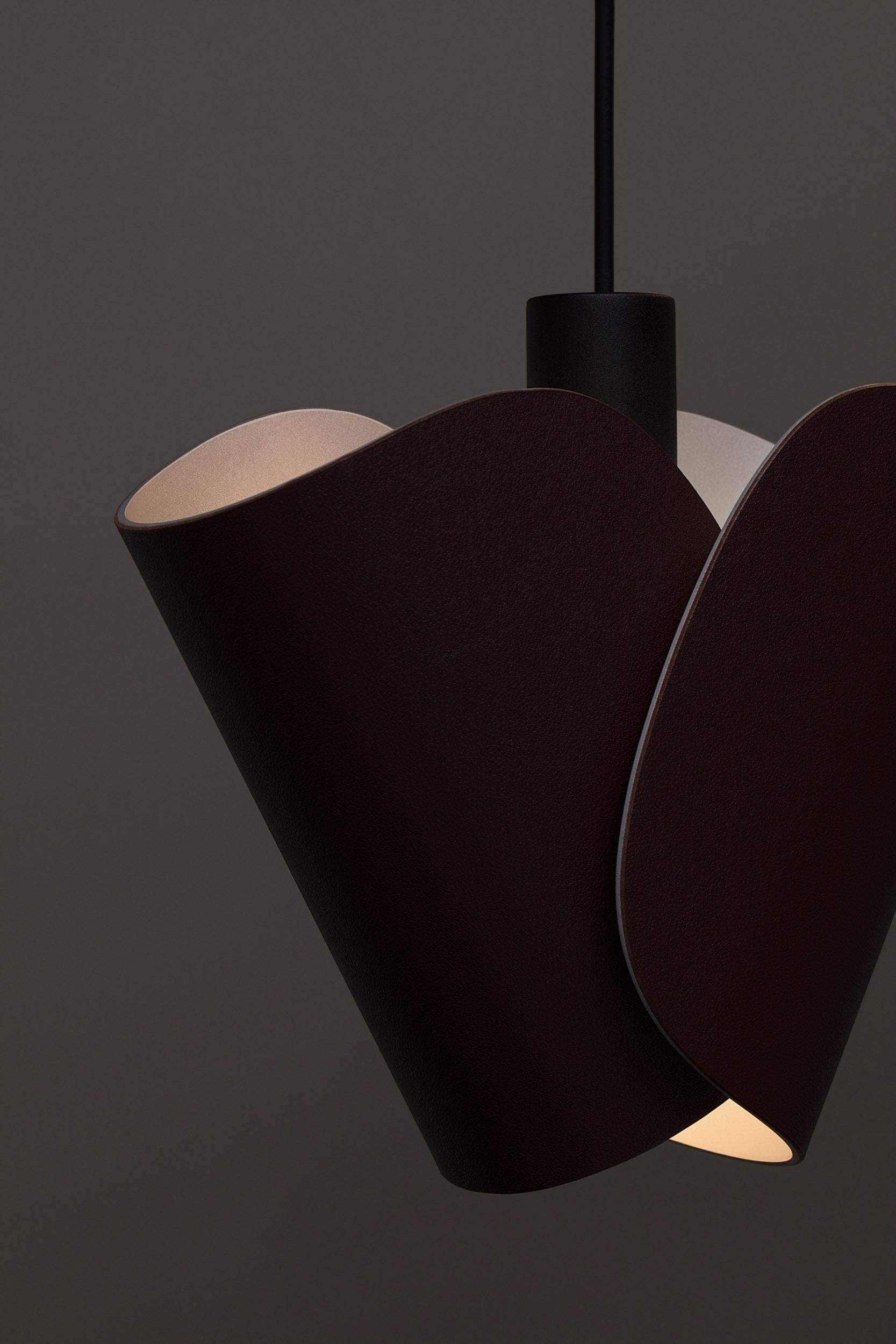 Contemporary Leather Pendant Lamp 'Flip' by Sebastian Herkner x AGO, Brown  For Sale 7