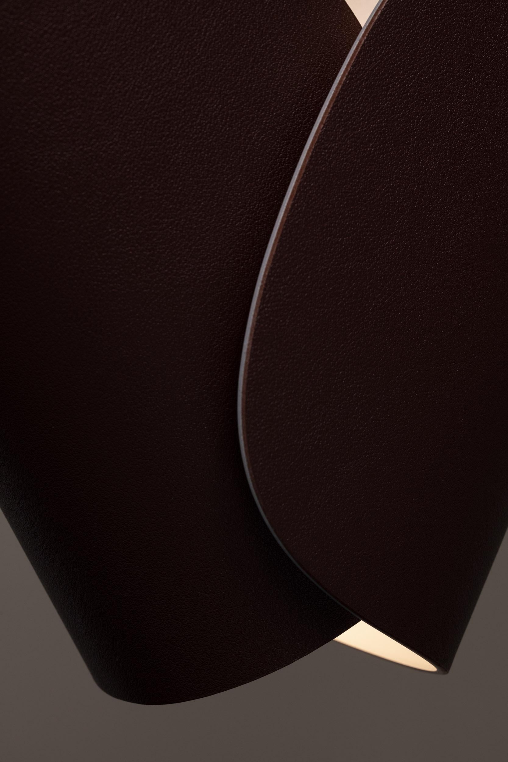 Contemporary Leather Pendant Lamp 'Flip' by Sebastian Herkner x AGO, Brown  For Sale 8