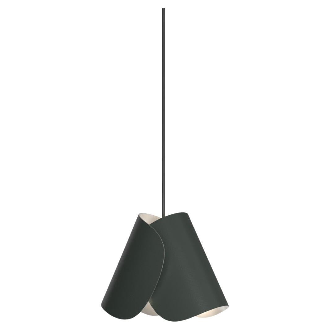 Contemporary Leather Pendant Lamp 'Flip' by Sebastian Herkner x AGO, Green