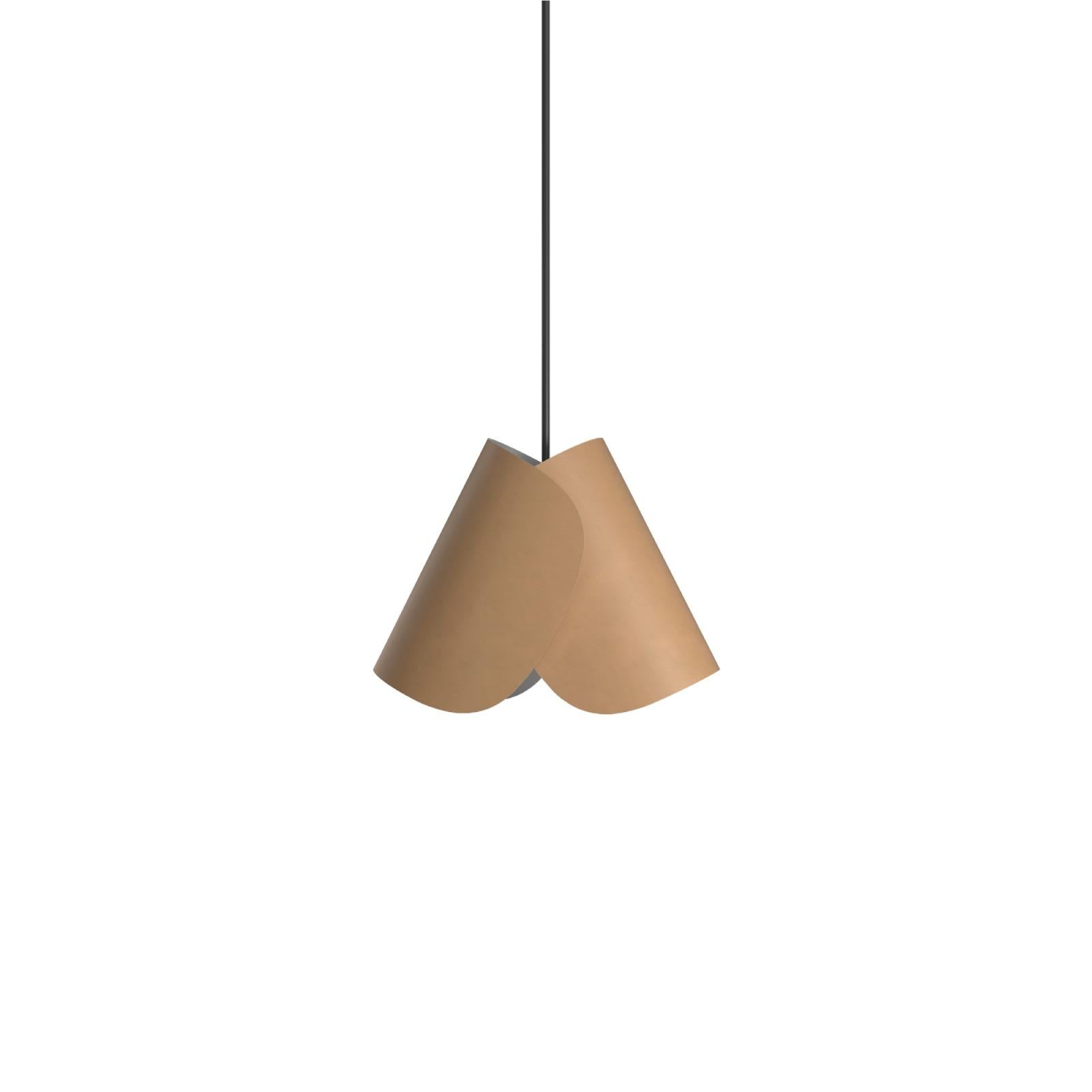 Organic Modern Contemporary Leather Pendant Lamp 'Flip' by Sebastian Herkner x AGO, Natural For Sale