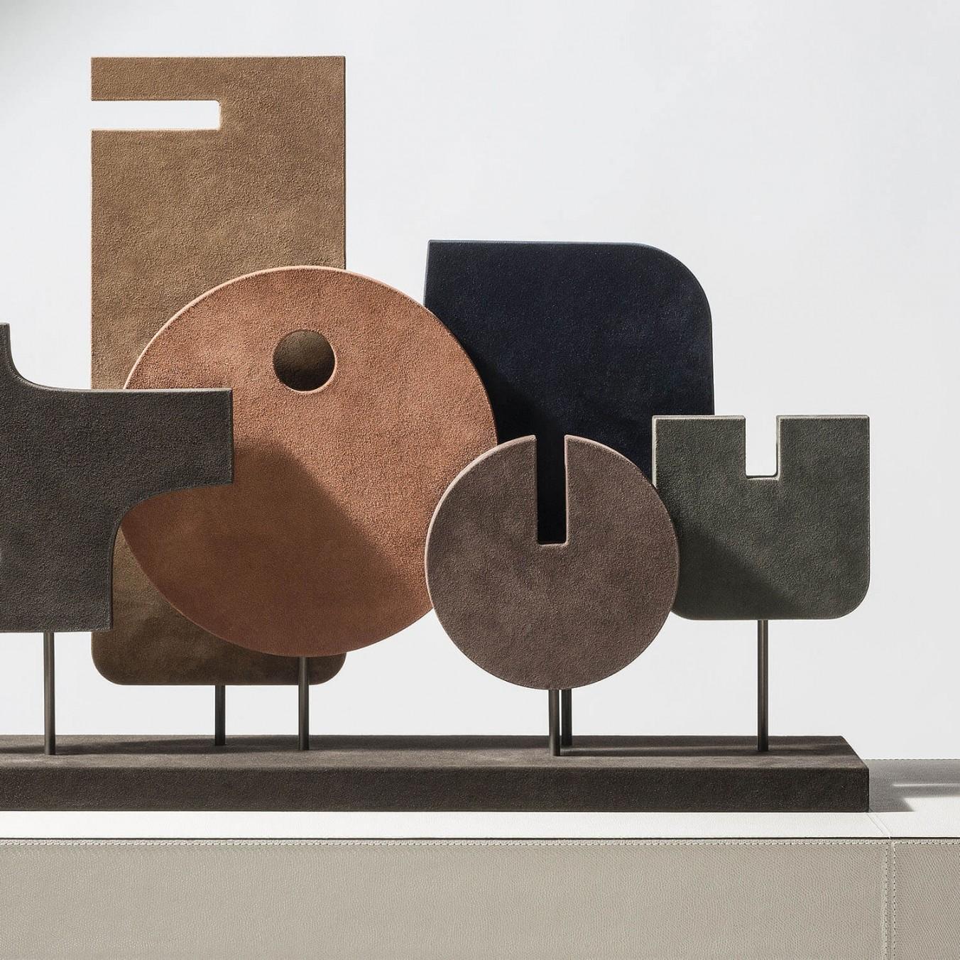 Contemporary suede leather sculpture - Tabou 5 by Stephane Parmentier for Giobagnara.

A mix of space-age design and tribal art, these contemporary totems are great decorative pieces able to create a connection between abstraction and