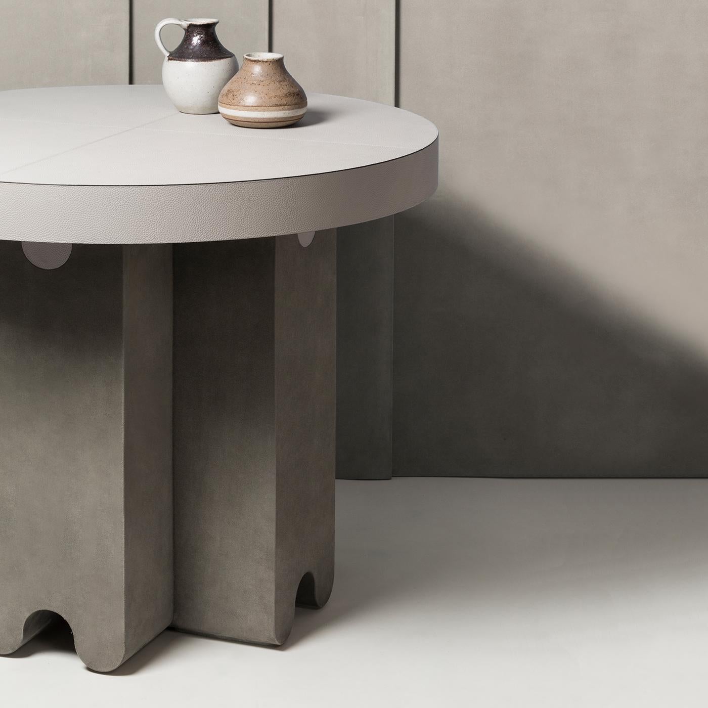 Modern Contemporary Leather Side Table, Ossicle by Francesco Balzano for Giobagnara For Sale