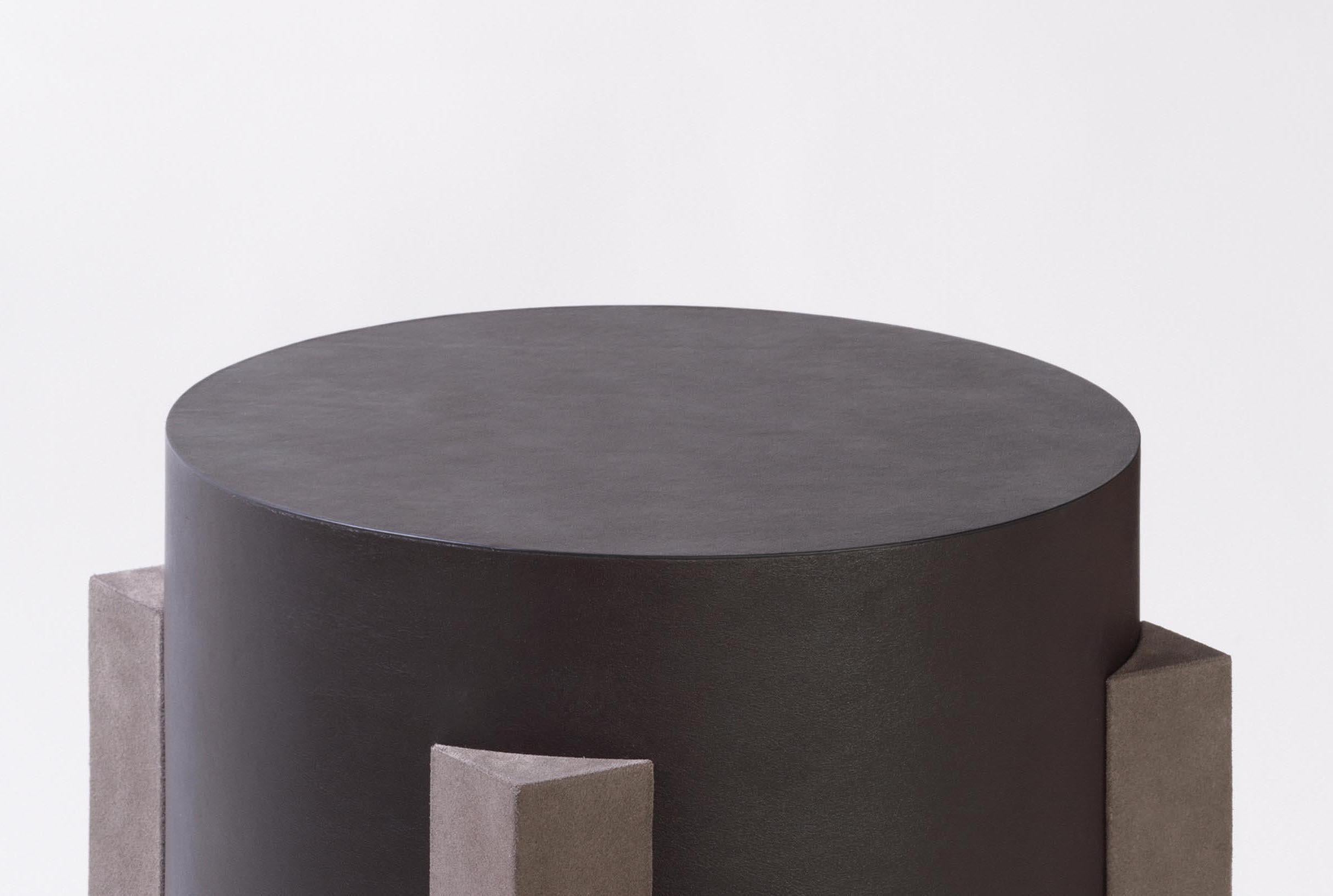 Modern Contemporary Leather Side Table, Palazzo by Stephane Parmentier for Giobagnara For Sale