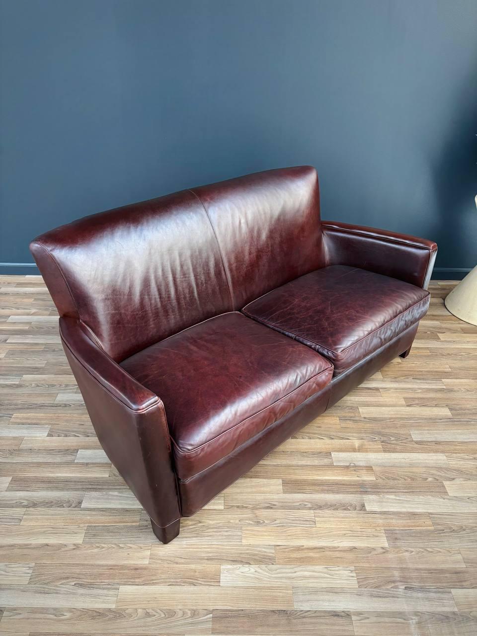 Other Contemporary Leather Sofa by Crate & Barrel For Sale