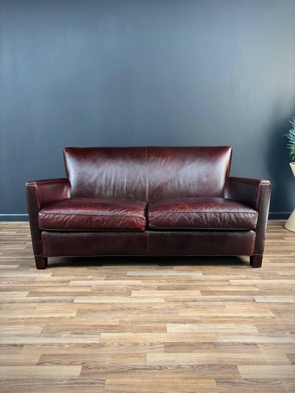 Contemporary Leather Sofa by Crate & Barrel In Good Condition In Los Angeles, CA