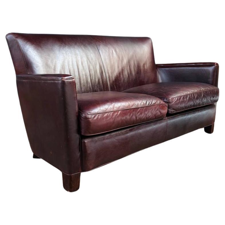Contemporary Leather Sofa by Crate & Barrel For Sale