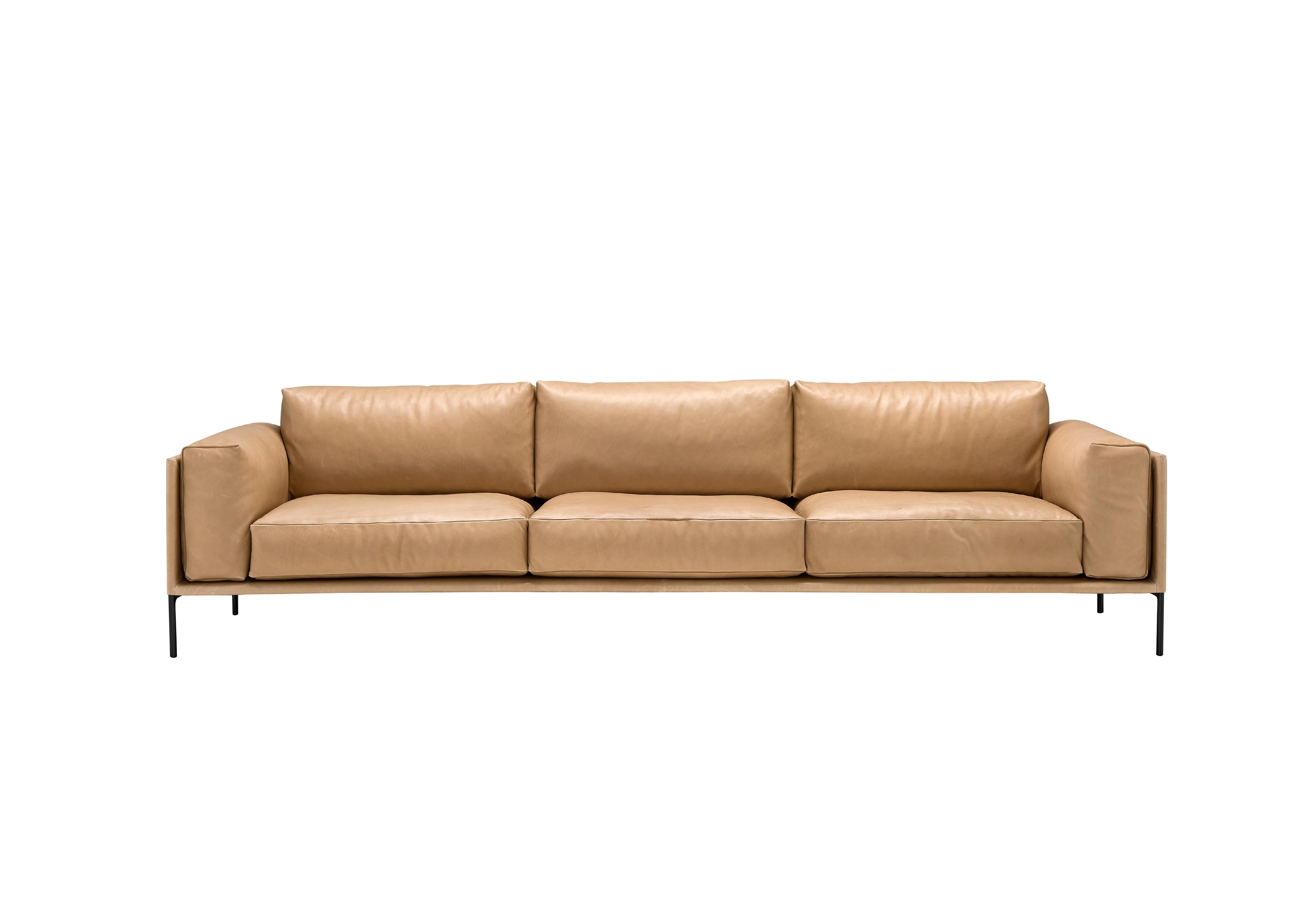 Italian Contemporary Leather Sofa 'Giorgio' by Amura Lab, Daino 04 For Sale