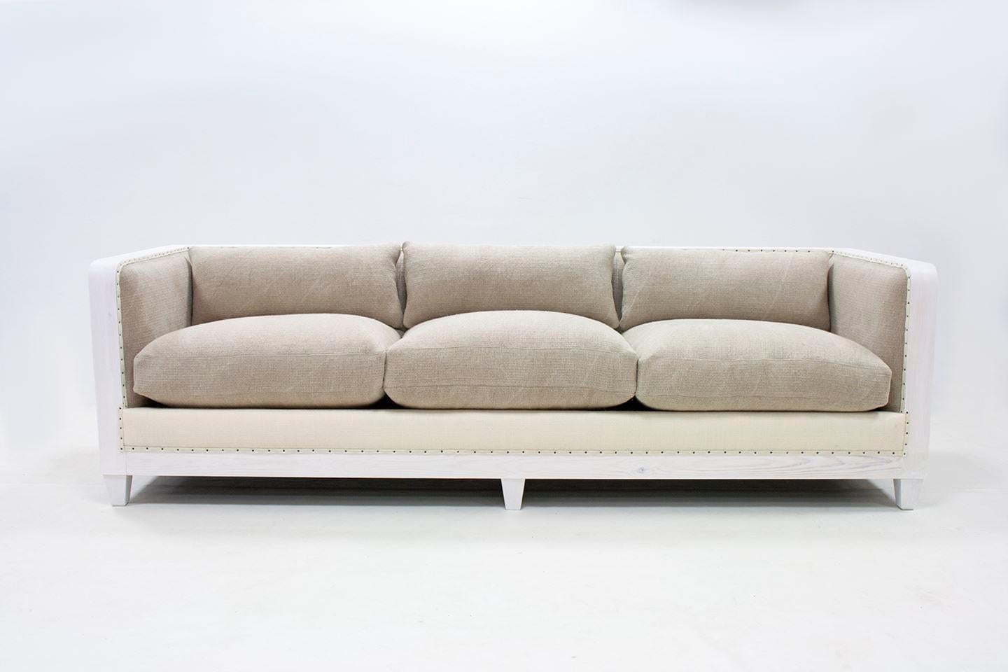 Rustic Contemporary Leather Sofa in Deconstructed Design For Sale