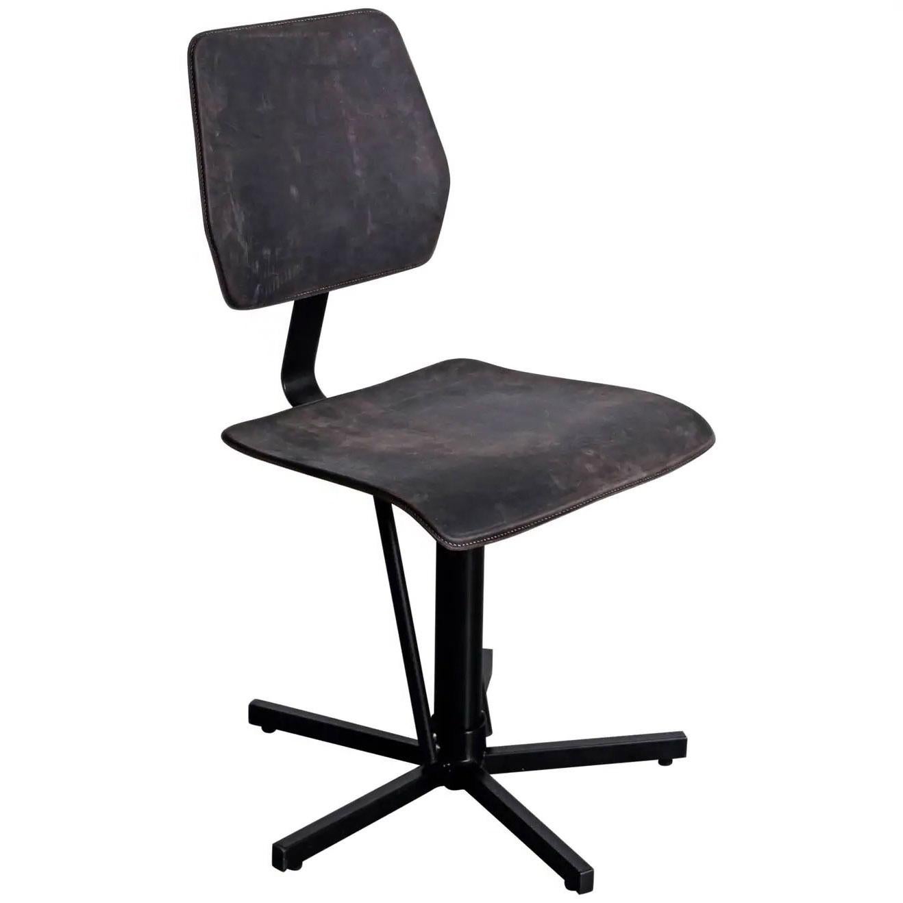 Dutch Modern Leather & Steel Chair, Kodak by Jesse Sanderson for WDSTCK For Sale