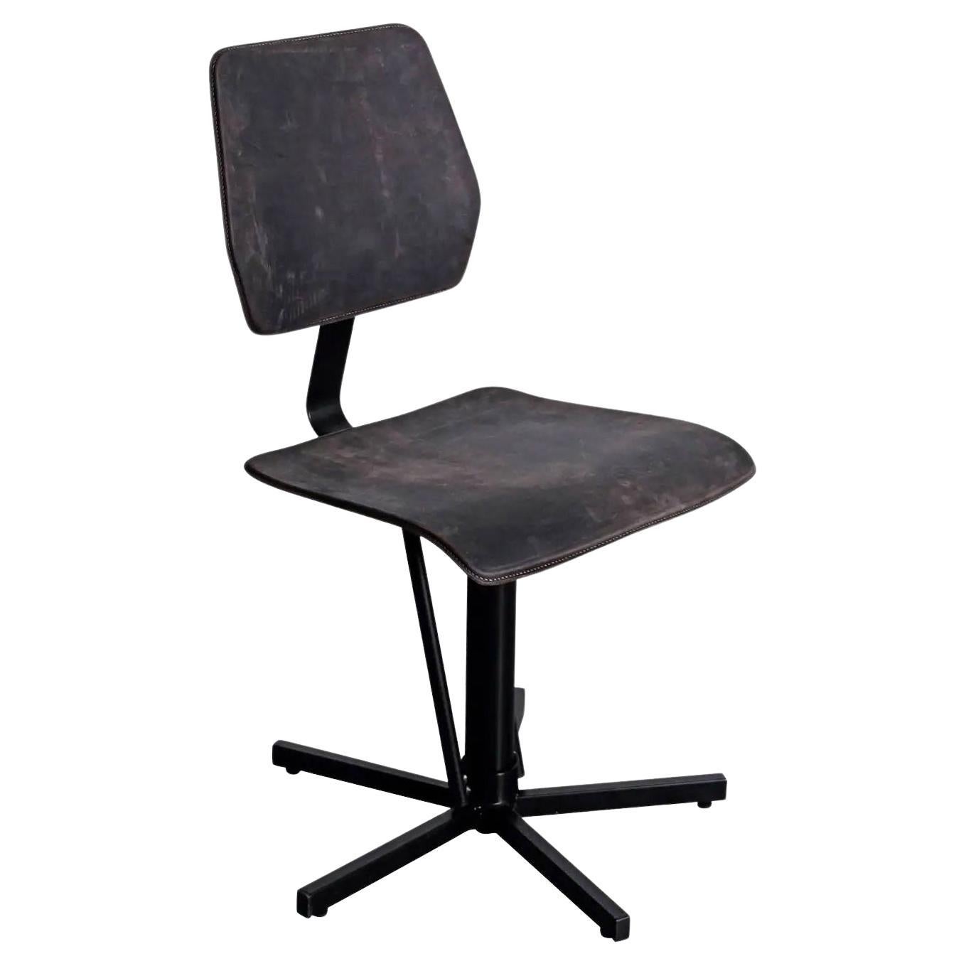 Modern Leather & Steel Chair, Kodak by Jesse Sanderson for WDSTCK For Sale