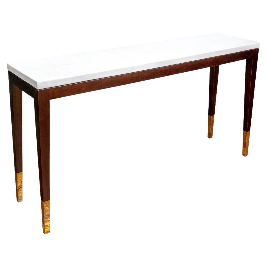 Contemporary Leather Top Console Table By David Ross For Sale