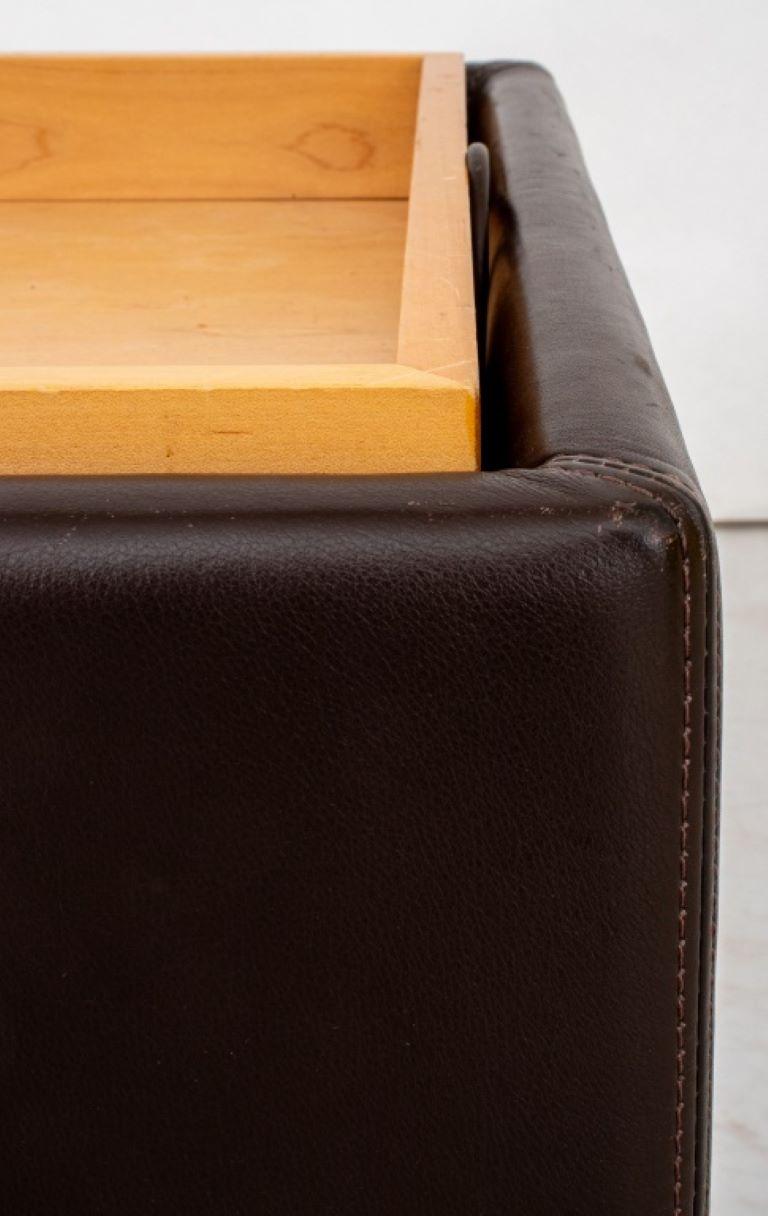 Contemporary Leather Tray Table Storage Ottoman For Sale 3