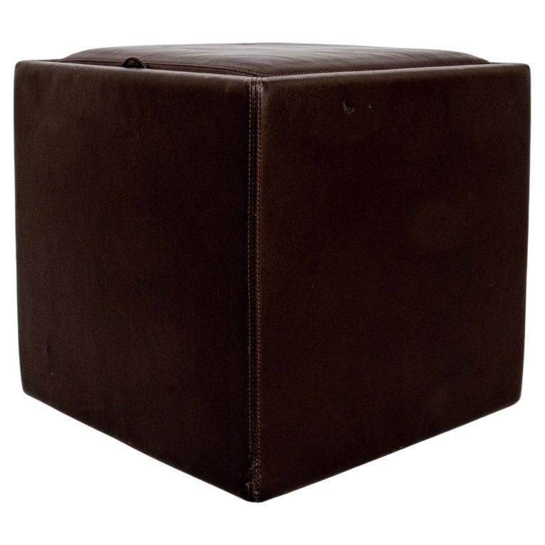 Contemporary Leather Tray Table Storage Ottoman For Sale
