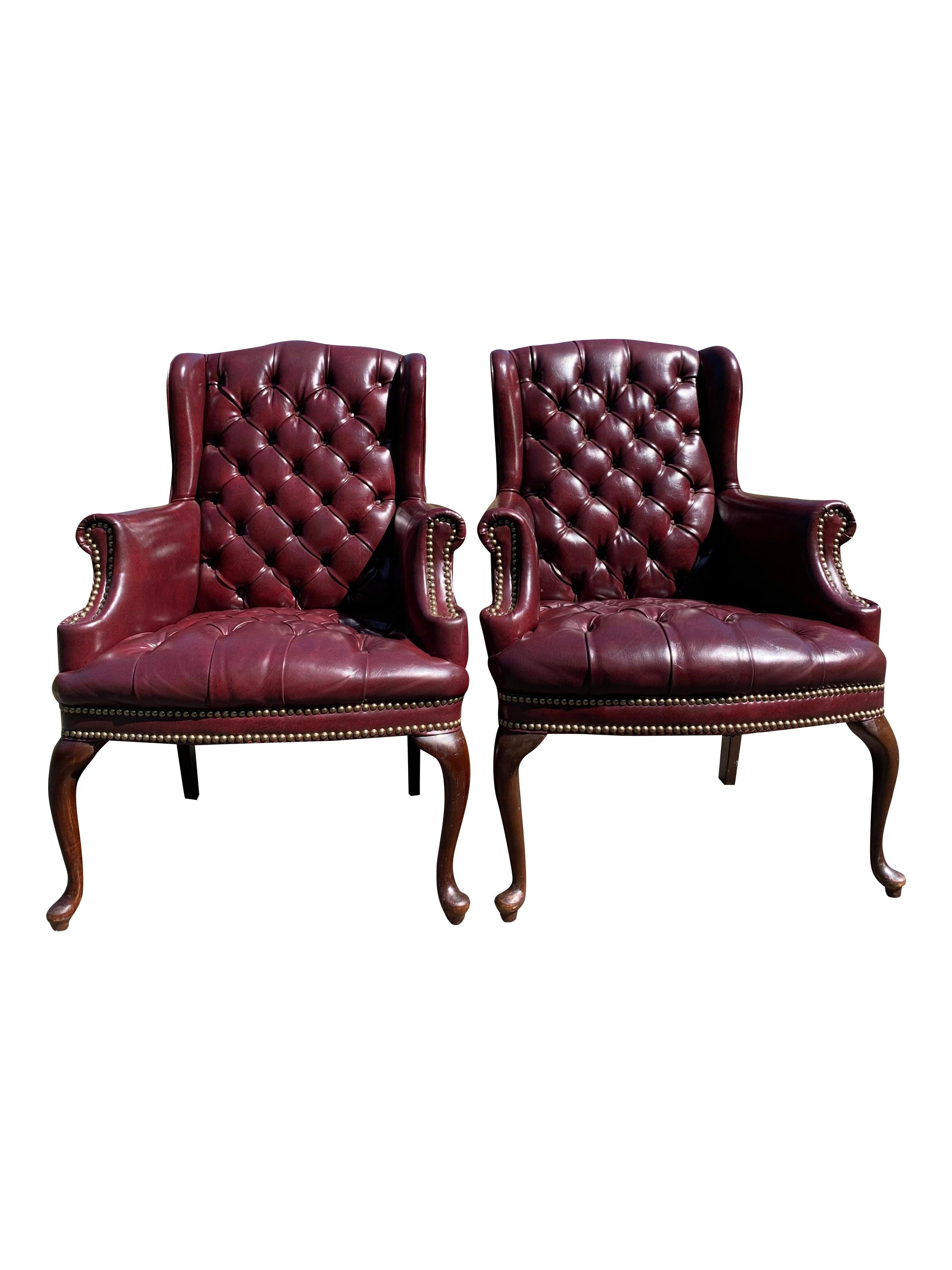 Contemporary Leatherette Style Vegan Tufted Chesterfield Wingback Chairs - A Pair

Key Features:
Vegan Leatherette: Crafted from premium vegan leatherette for a luxurious and eco-friendly option.
Tufted Design: The classic tufted design adds a touch