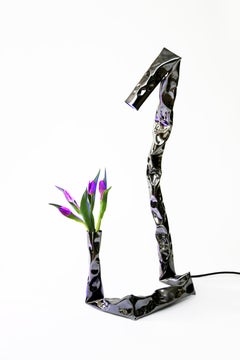 Contemporary LED Brass and Nickel Floor Lamp by Soft Baroque