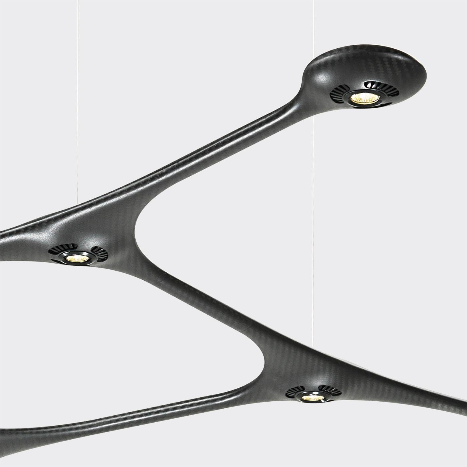 Minimalist Contemporary Suspension Carbon Light Pendant CARB24.05 by Tokio. For Sale