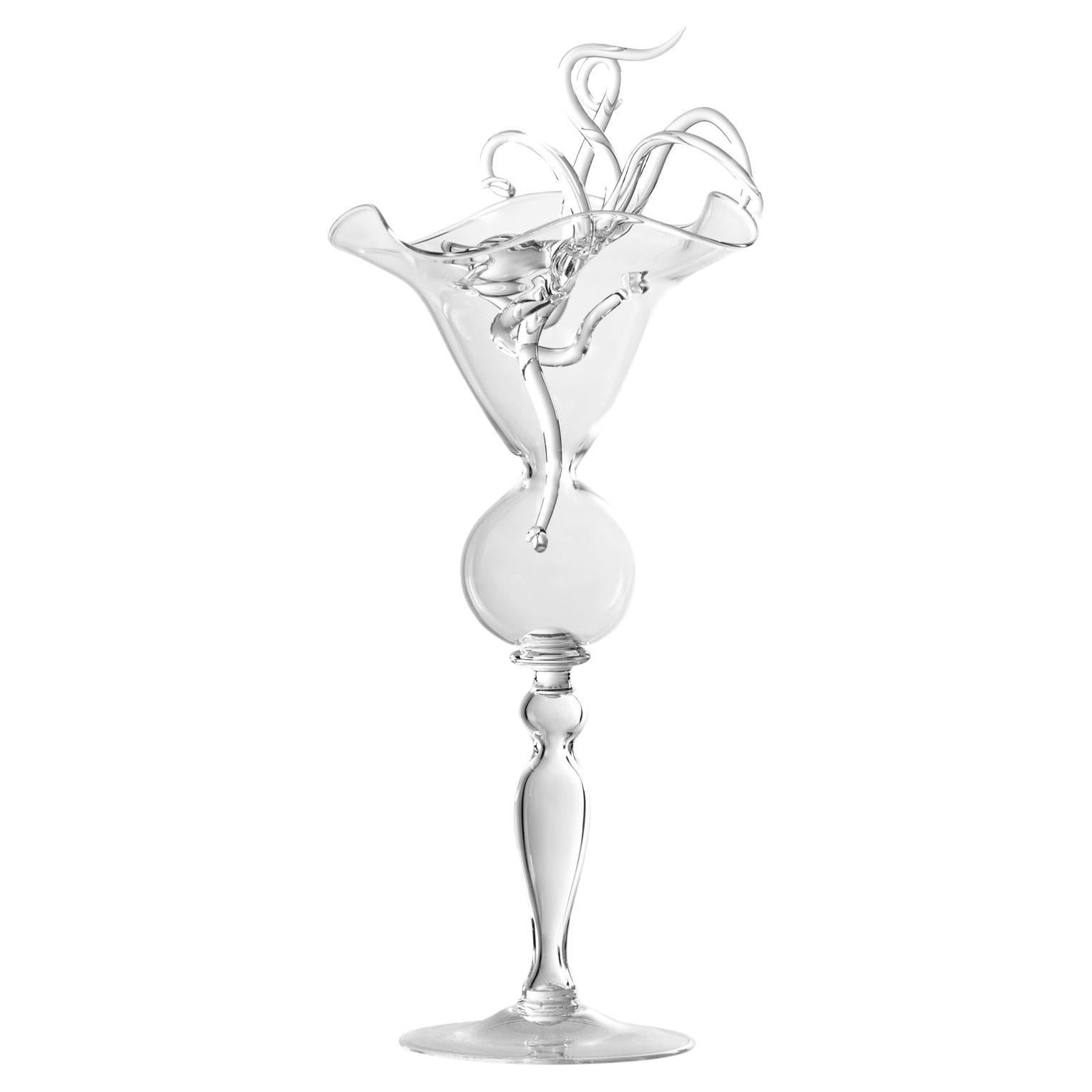 Contemporary Leggerezza Hand-Blown Glass Sculptural Octopus Goblet #02 For Sale