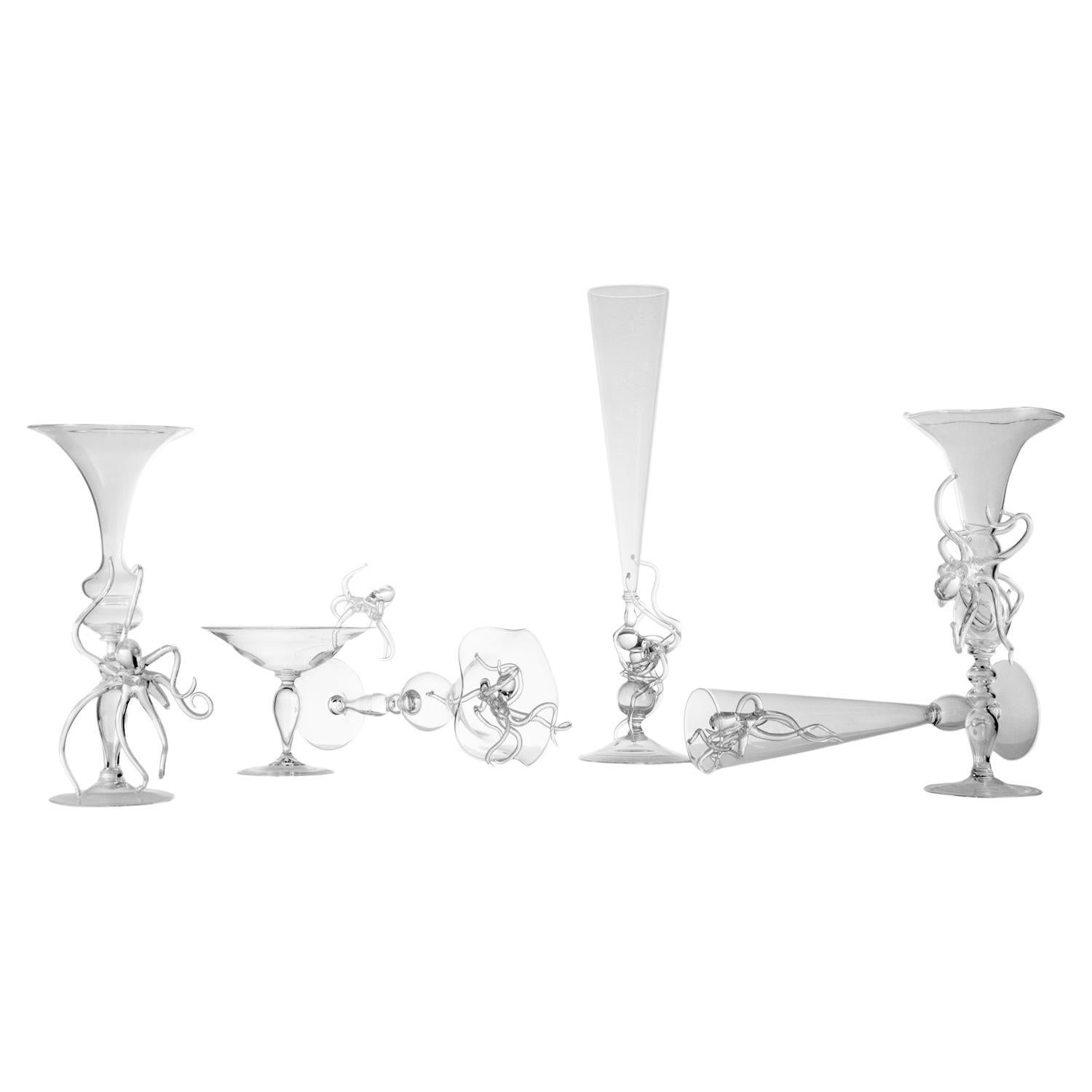 Contemporary Leggerezza Hand-Blown Glasses Full Set