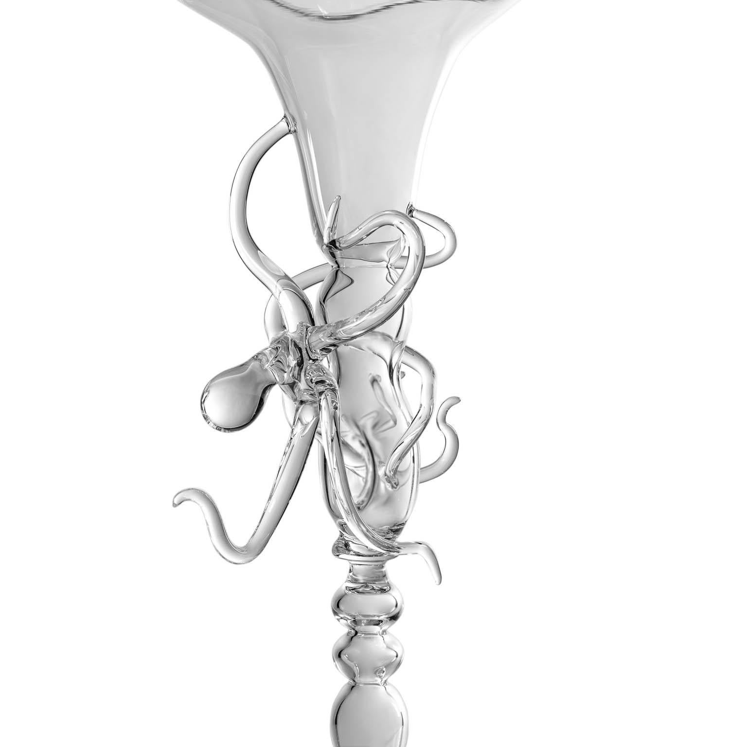 italien Gobelet à pieuvre contemporain Leggerezza Octopus Sculptural en verre soufflé à la bouche #06 en vente