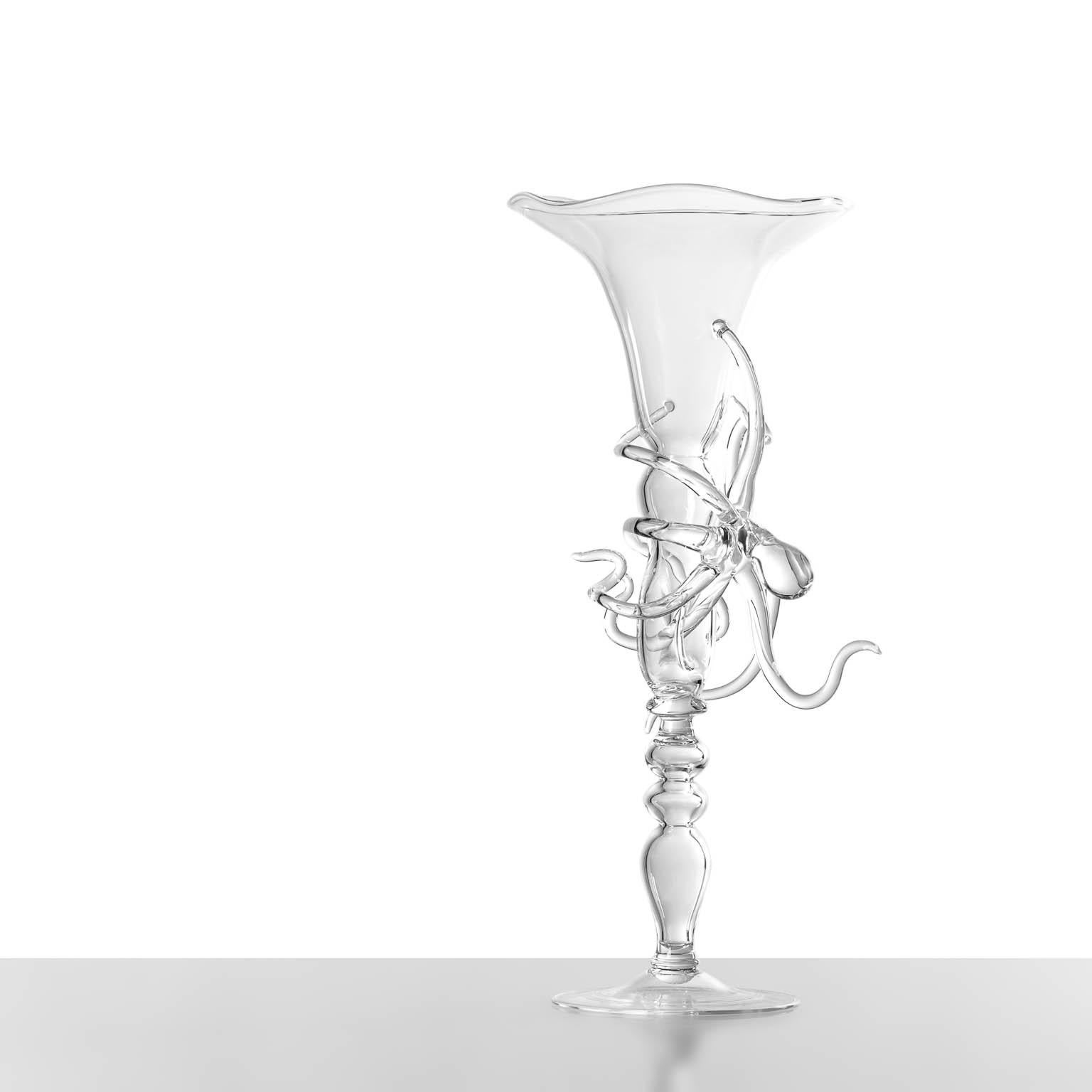 Fait main Gobelet à pieuvre contemporain Leggerezza Octopus Sculptural en verre soufflé à la bouche #06 en vente