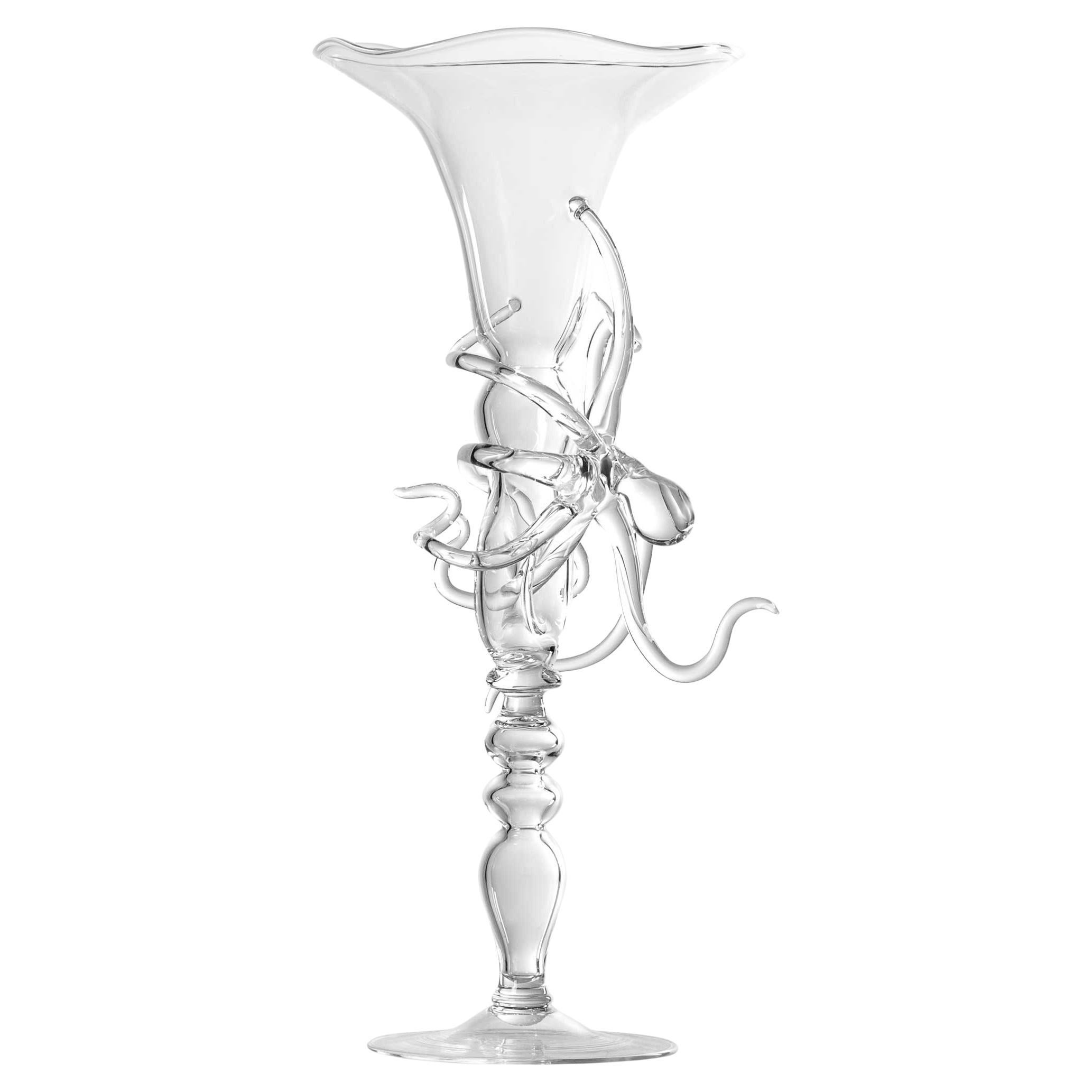 Gobelet à pieuvre contemporain Leggerezza Octopus Sculptural en verre soufflé à la bouche #06 en vente